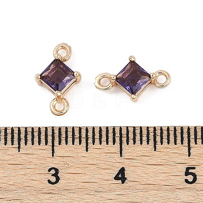 Brass Pave Glass Rhombus Links Connector Charms GLAA-Q088-001G-1