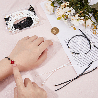 30Pcs 2 Colors Waxed Polyester Braided Cord Bracelet Making AJEW-DC00007-1