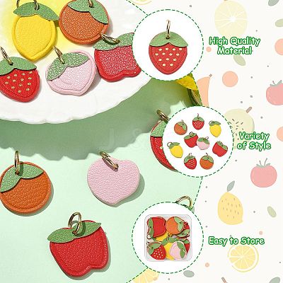 10Pcs 5 Styles Fruit Series Microfiber Leather Pendants FIND-CJ0005-21-1