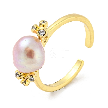 Natural Pearl Open Cuff Ring RJEW-H220-29G-1