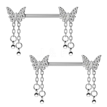 304 Stainless Steel Rhinestone Nipple Rings WG0E32C-01-1