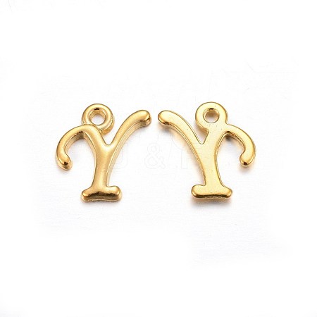 Golden Plated Alloy Letter Pendants PALLOY-J718-01G-Y-1