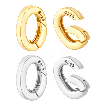 4Pcs 2 Colors 925 Sterling Silver Spring Gate Rings STER-PH0003-91-1