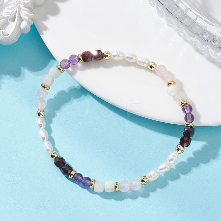 Natural Mixed Gemstone Beads Stretch Bracelets for Women BJEW-JB13316-01-1