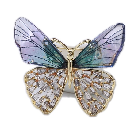 Butterfly Alloy with Crystal Rhinestone Brooch for Women PW-WG63869-01-1