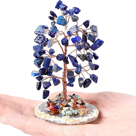 Natural Lapis Lazuli Chips Tree of Life Decorations PW-WGDF5CC-02-1