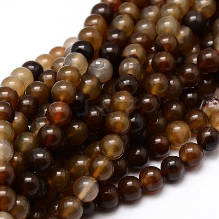 Dyed Natural Agate Round Beads Strands G-E321B-8mm-01-1