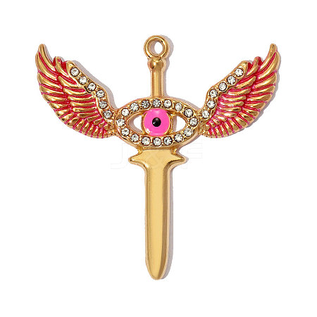 304 Stainless Steel with Red Enamel Pendants SA-OY002-24G-01-1