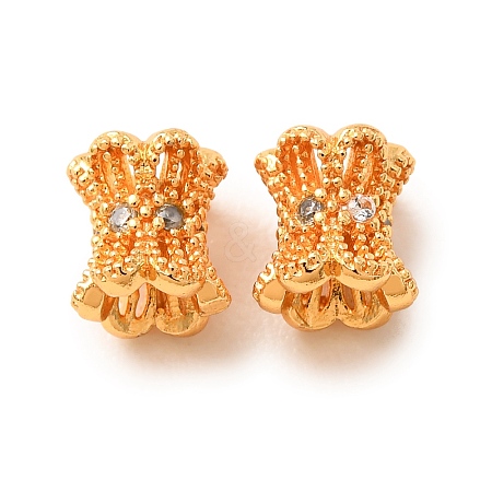 Brass Micro Pave Clear Cubic Zirconia Beads KK-CBA25B2-06G-1
