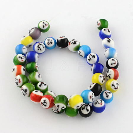 Round Handmade Lampwork Bead Strands LAMP-S169-03-1