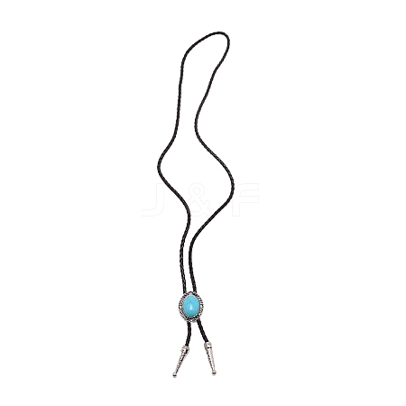 Oval Synthetic Turquoise Laria Necklace for Men Women NJEW-WH0011-17AS-1