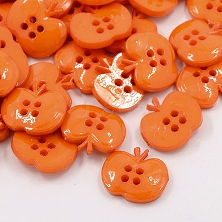 4-Hole Apple Acrylic Buttons for Clothes Accessories Crafts X-BUTT-E038-10-1