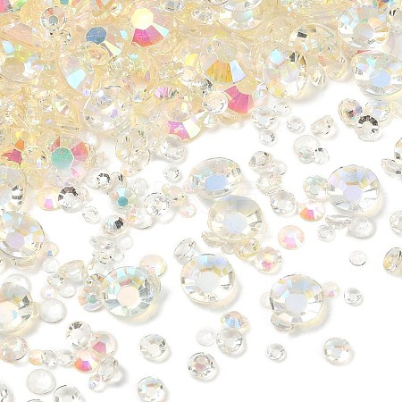 Electroplated Transparent Flat Back Resin Rhinestone Cabochons RESI-XCP0002-44F-1
