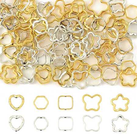 100Pcs 10 Styles Alloy Bead Frame FIND-FS0004-92-1