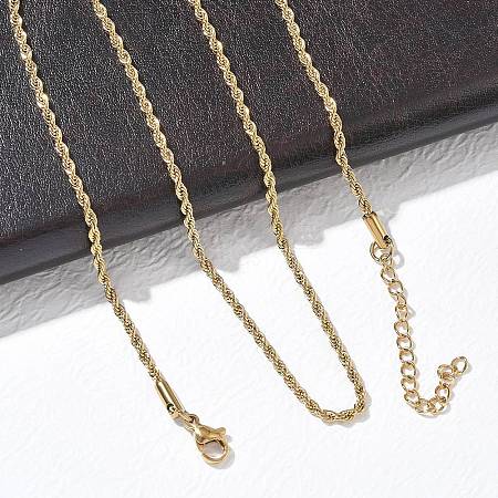 10Pcs 2MM 304 Stainless Steel Rope Chain Necklaces NJEW-G203-08G-1