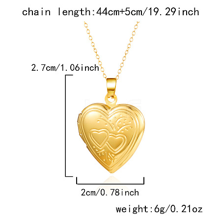304 Stainless Steel Heart Openable Photo Locket Pendant Cable Chain Necklaces for Women WGFF668-02-1