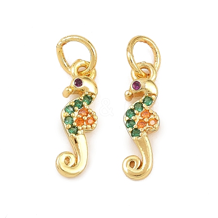 Brass Micro Pave Cubic Zirconia Charms KK-H093-17B-G-1