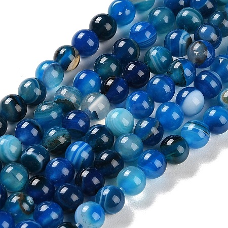 Natural Striped Agate/Banded Agate Beads Strands G-Z060-A01-B25-1