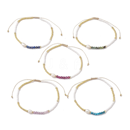 5Pcs Natural Gemstone Beaded Bracelets BJEW-JB10212-1