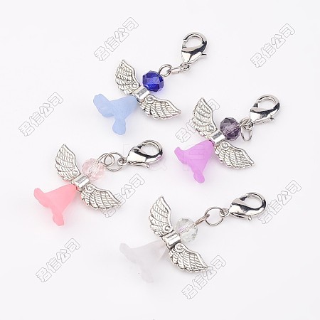 16Pcs 4 Colors Angel Glass Acrylic Pendants HJEW-FS00015-1