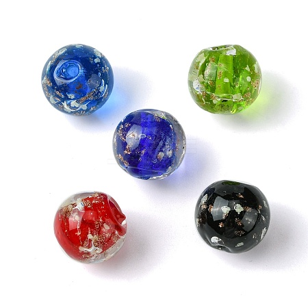 Luminous Handmade Gold Sand Lampwork Beads X-FOIL-B001-07-1