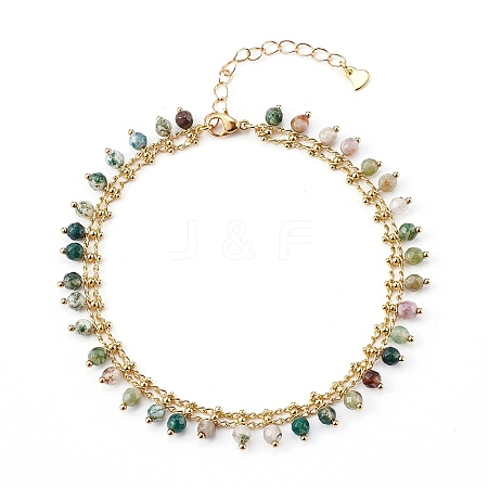Dyed Natural Agate Charm Anklets AJEW-AN00403-1