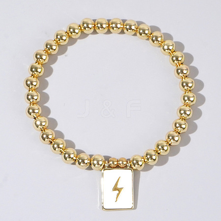 Personality Brass Round Bead Beaded Stretch Bracelets ST0339-5-1