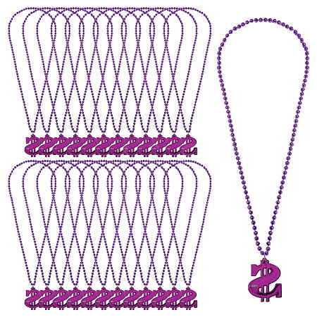 Plastic Dollar Sign Big Pendant Ball Chain Necklaces NJEW-WH0021-81A-1