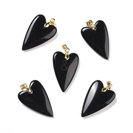 Natural Obsidian Pendants X-G-E570-01G-10-1