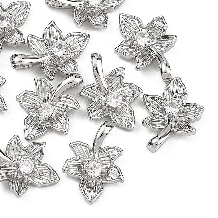 SHEGRACE Brass Micro Pave Clear Cubic Zirconia Charms XGRQ2O649-424P-1