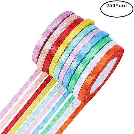 10 Colors High Dense Polyester Satin Ribbons SRIB-PH0001-03-6mm-1
