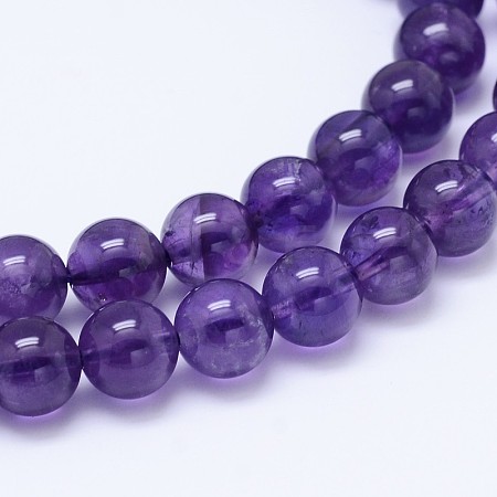 Natural Amethyst Round Bead Strands G-M212-4mm-02B-1