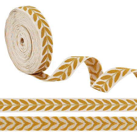 about 10.5~11 yards Ethnic Style Polycotton Jacquard Leaf Ribbons OCOR-GO0001-15C-1