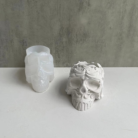 Silicone Halloween Skull Candle Holder Statue Molds DIY-A040-01-1