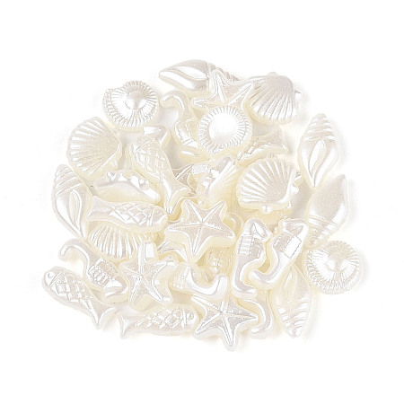 Ocean Theme ABS Plastic Imitation  Pearl Beads OACR-T028-85-1
