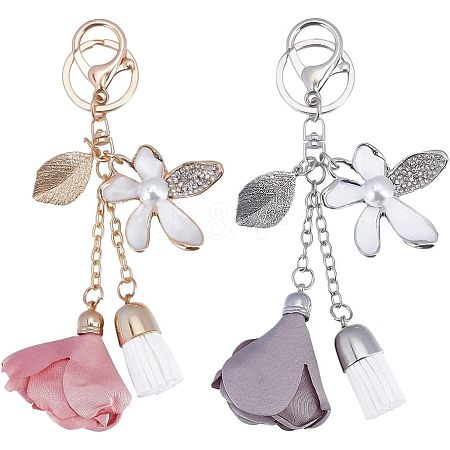 CHGCRAFT 2Pcs 2 Colors Alloy Rhinestone Keychain KEYC-CA0001-28-1