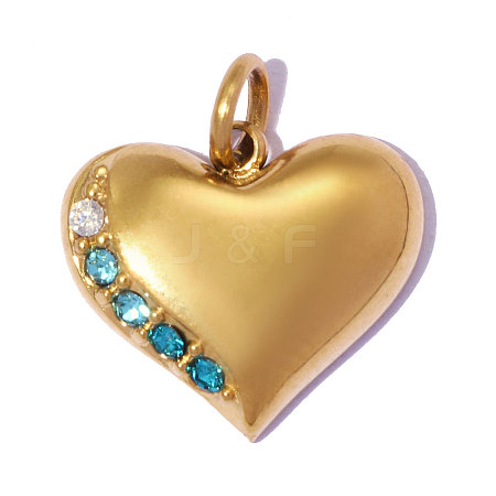 304 Stainless Steel with Light Sapphire Rhinestone Charms RB-OY001-31G-1