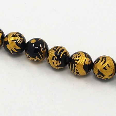 Natural Black Agate Beads Strands G-G481-10mm-02-1