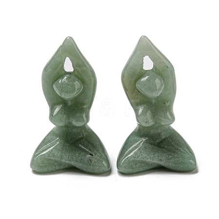 Natural Green Aventurine Carved Healing Yoga Goddess Figurines DJEW-D012-06E-1