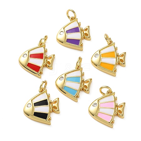 Brass Micro Pave Clear Cubic Zirconia Pendants KK-D221-25G-1