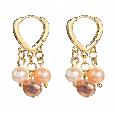 Natural Freshwater Pearl Hoop Earrings for Women EJEW-JE04630-01-1