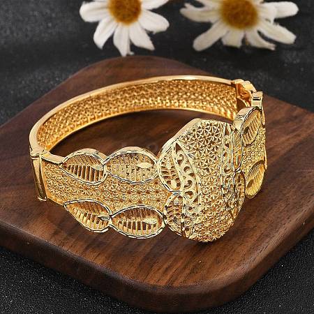 Brass Bangles for Women BJEW-D313-05G-1