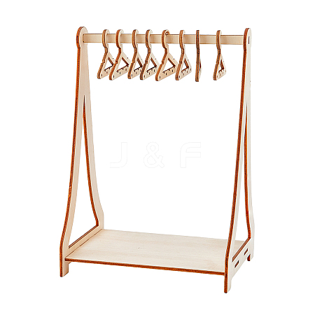 Coat Hanger Removable Wood Earring Displays ODIS-WH0026-14-1