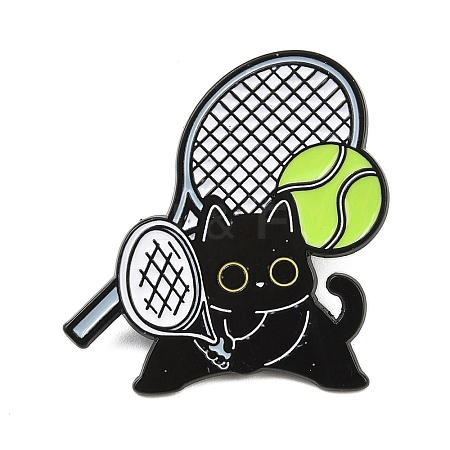 Cat with Tennis Sport Enamel Pins JEWB-I052-05EB-03-1