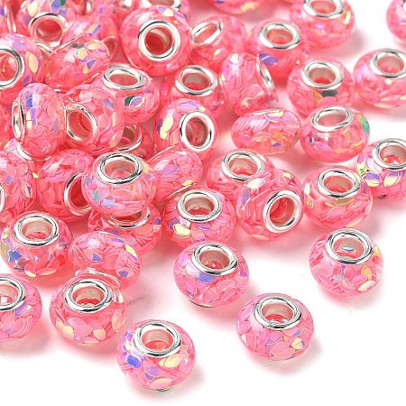 Transparent Resin Rondelle European Beads RESI-S023-31-1