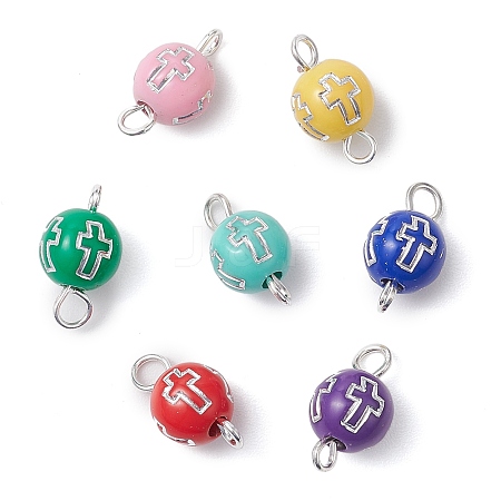 7Pcs 7 Colors Plating Acrylic Connector Charms PALLOY-JF02895-1