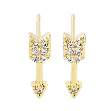 Brass Micro Pave Clear Cubic Zirconia Studs Earring EJEW-S217-G23-1