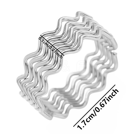 Fashionable Minimalist 304 Stainless Steel Wave Wide Band Rings for Women ED9860-1-1