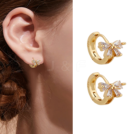 1 Pair Brass Crystal Rhinestone Hoop Earrings EJEW-LP0009-16G-1