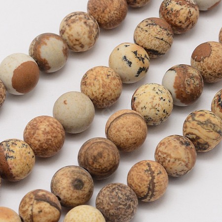 Natural Picture Jasper Beads Strands X-G-D686-8mm-1